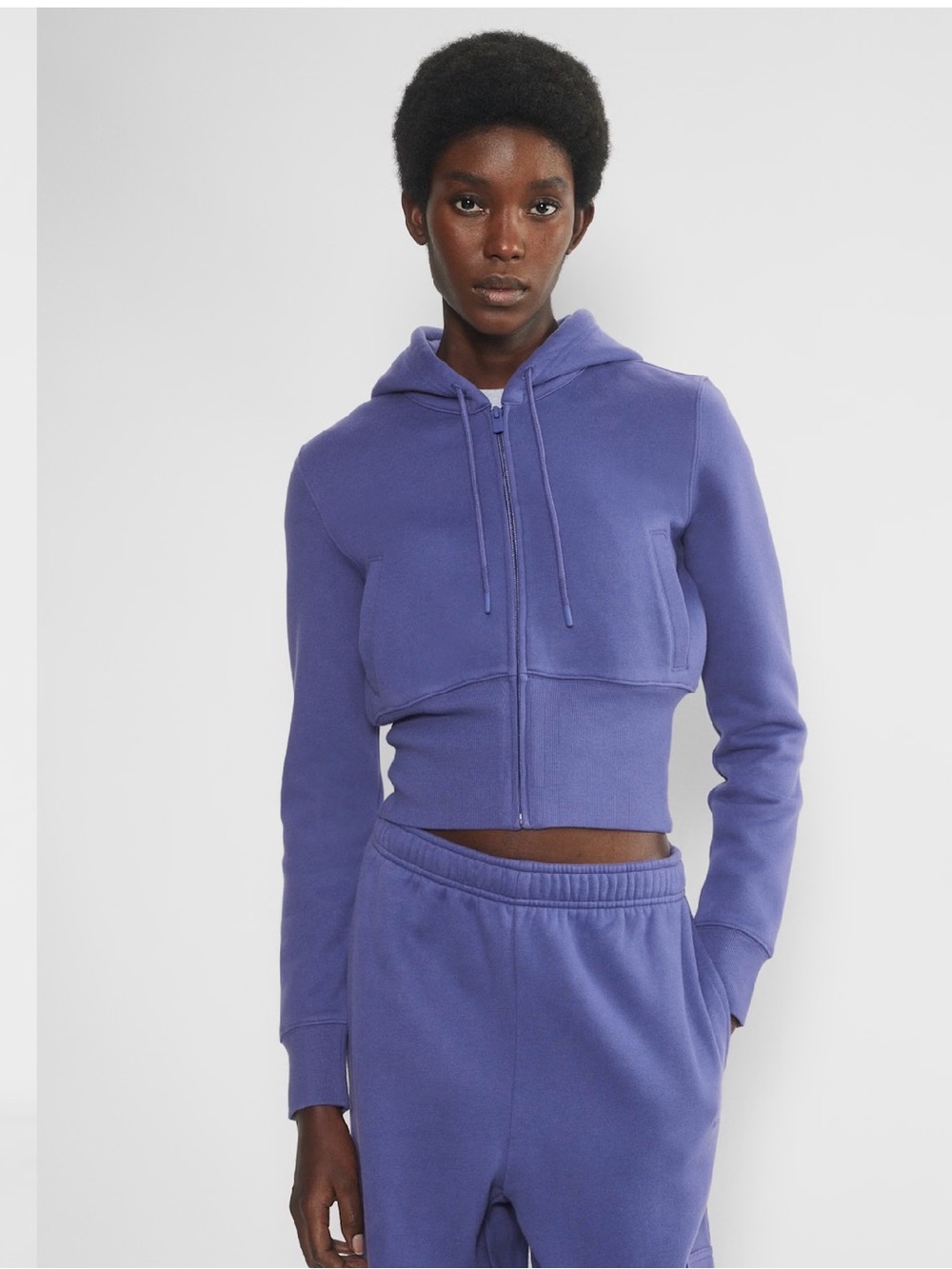 Aritzia Cropped Hoodie and Jogger Set in Violet